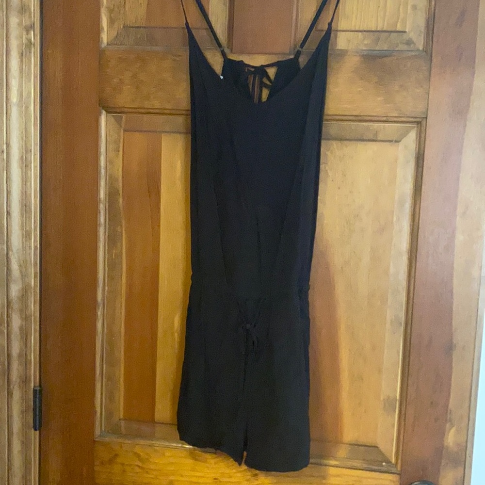 Black spaghetti strap romper